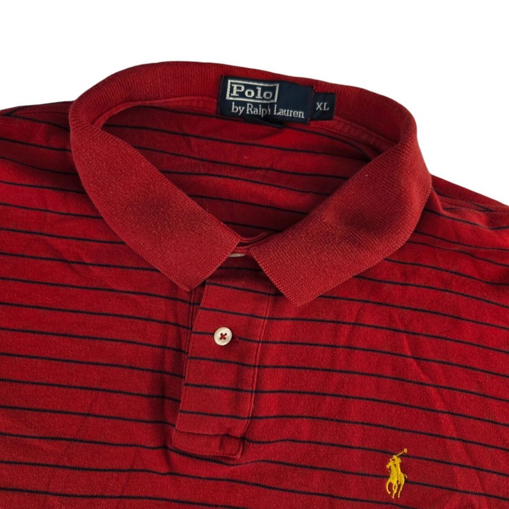 Polo Ralph Lauren Mens XL Red Strpied Short‎ Sleeve Cotton Polo